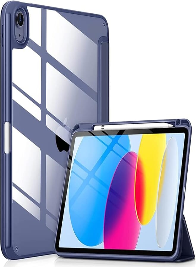 Robustrion Hybrid Shell Case Cover with Pencil Holder (Right Side) for iPad 10th Generation Cover 10.9 inch - Royal Blue